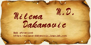Milena Dakanović vizit kartica
